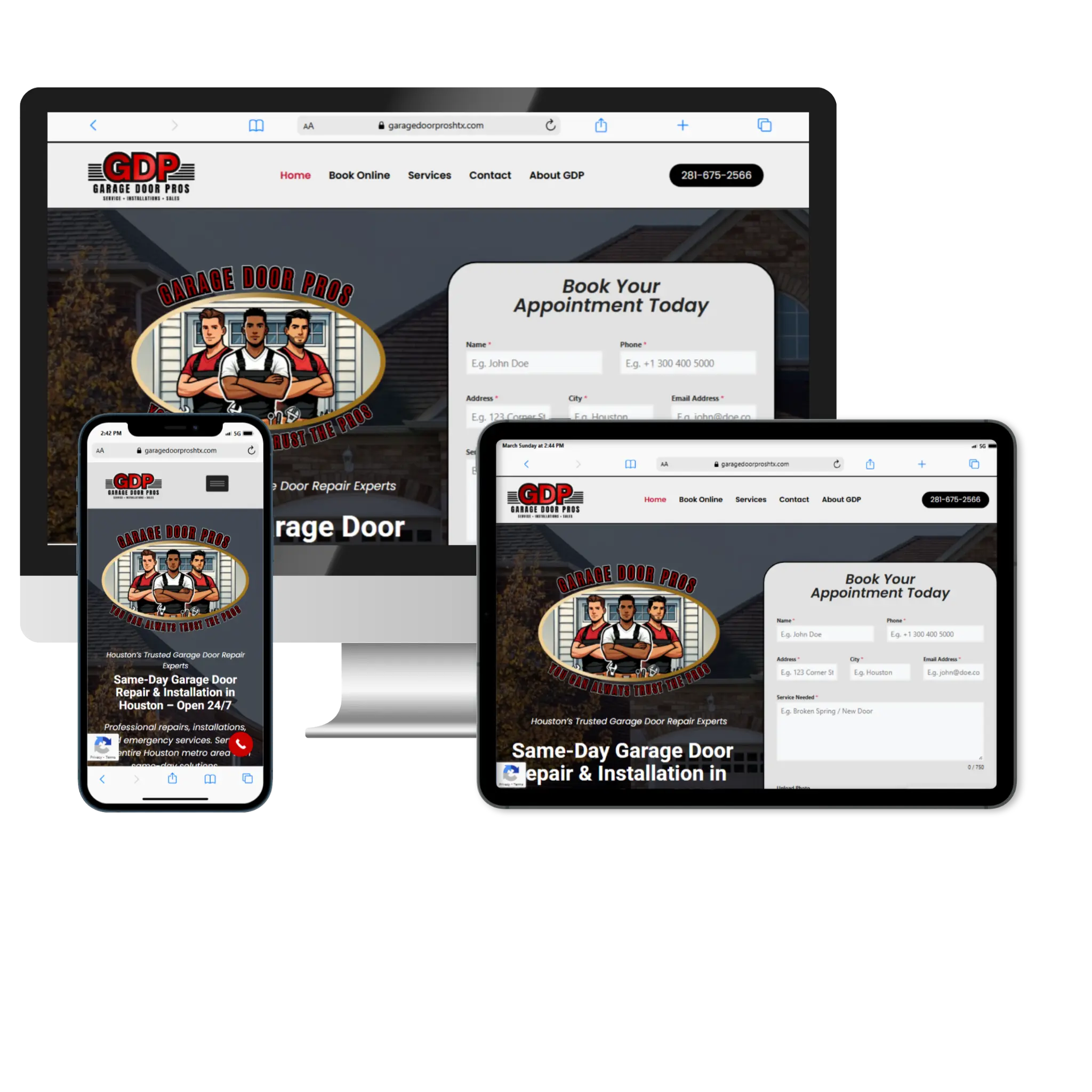 Garage Door Pros HTX website screenshot