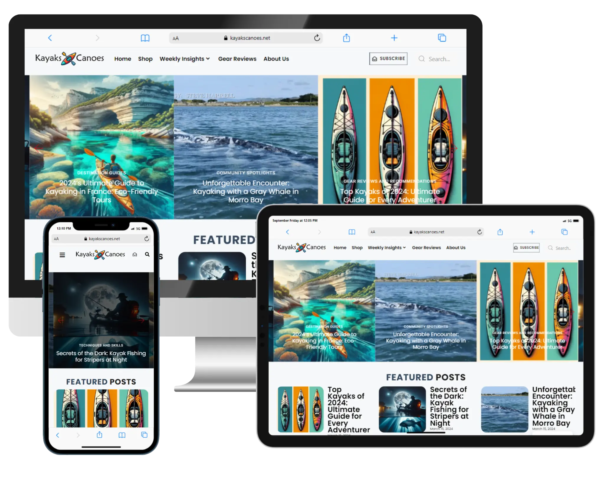 Kayaks & Canoes website screenshot